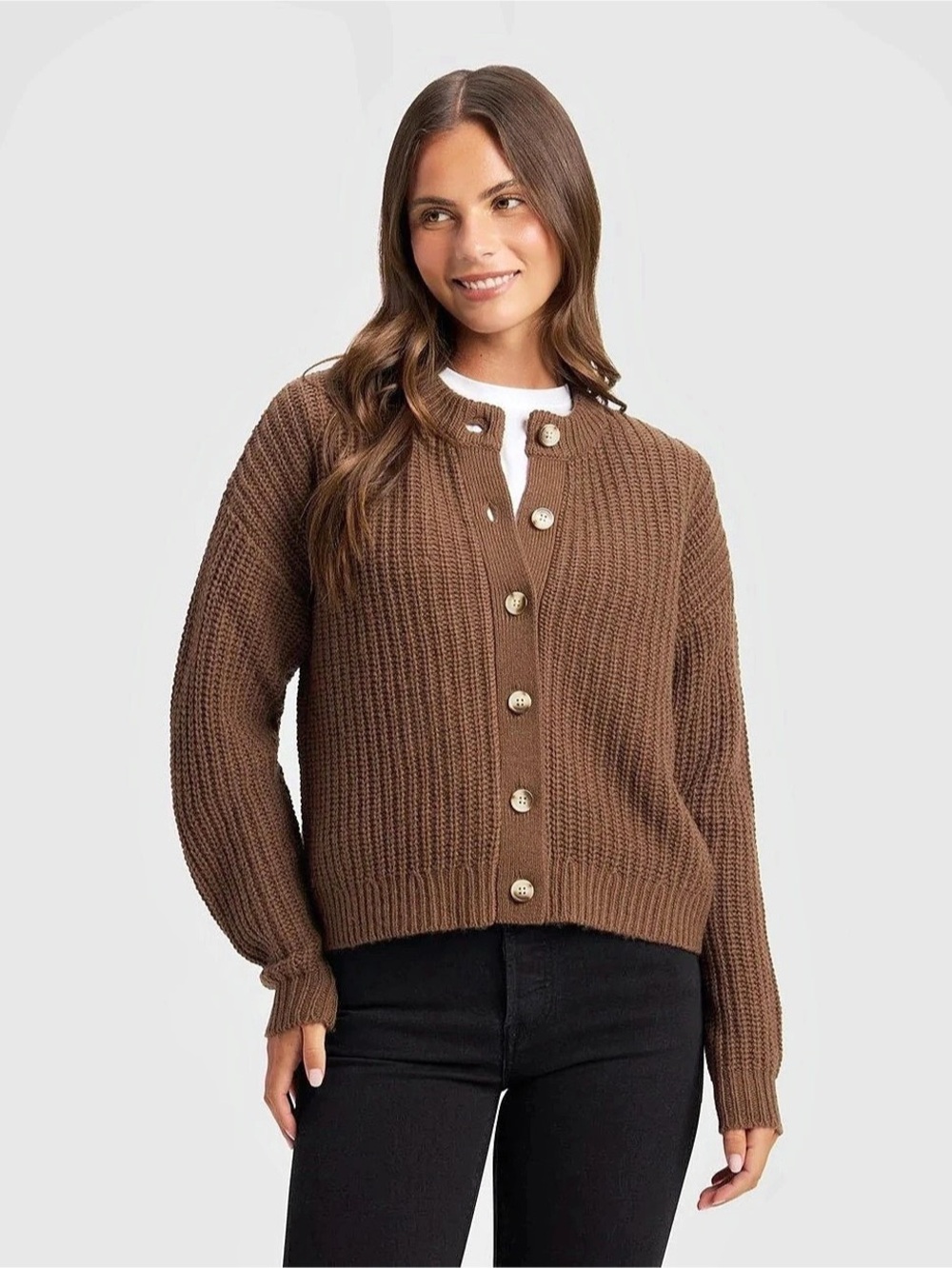 Cozy Earth Brown Button-Front Sweater NWT size Medium